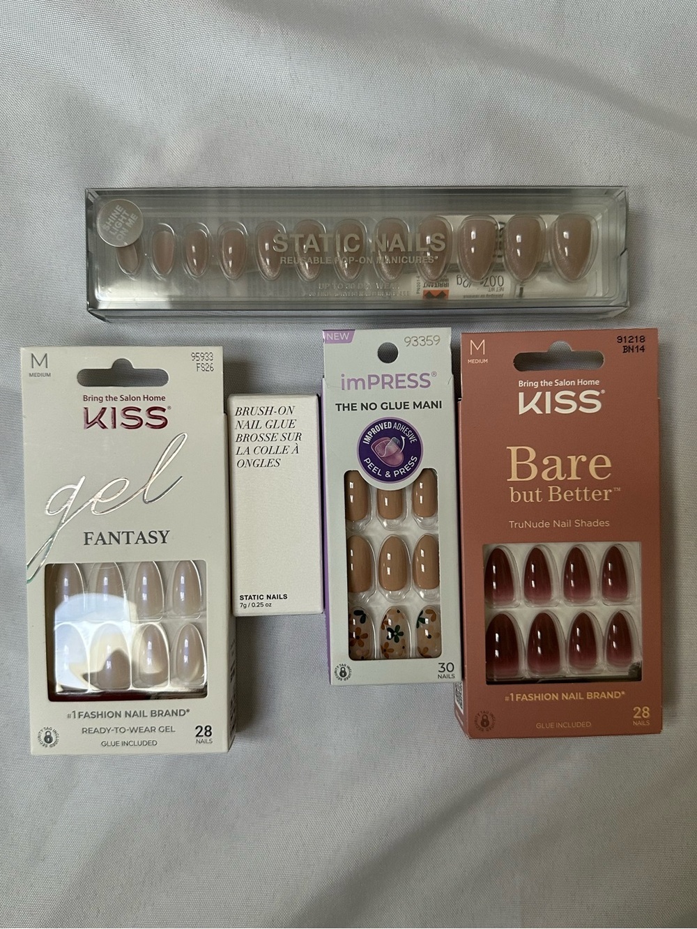 NEW Kiss Gel Fantasy Nude Press-On Nails - Soft Pink Beige Set